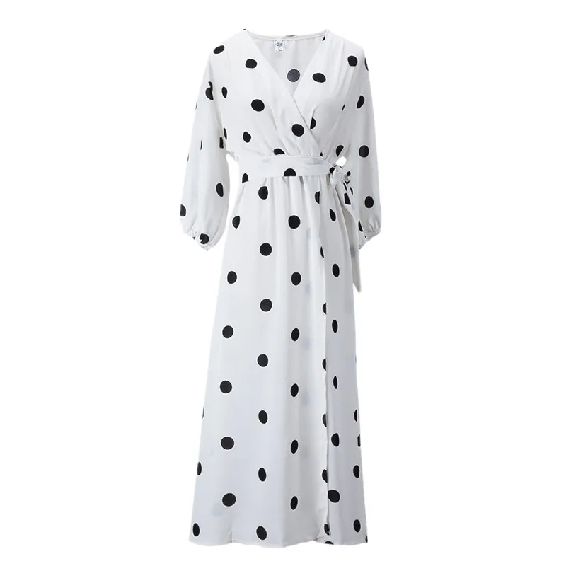 Летнее женское платье в Корейском стиле модное длинное с треугольным вырезом