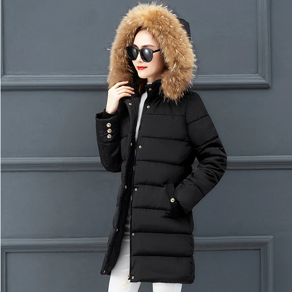Модная женская зимняя куртка парки Осень-зима 2019 новая Женская длинная с перьями