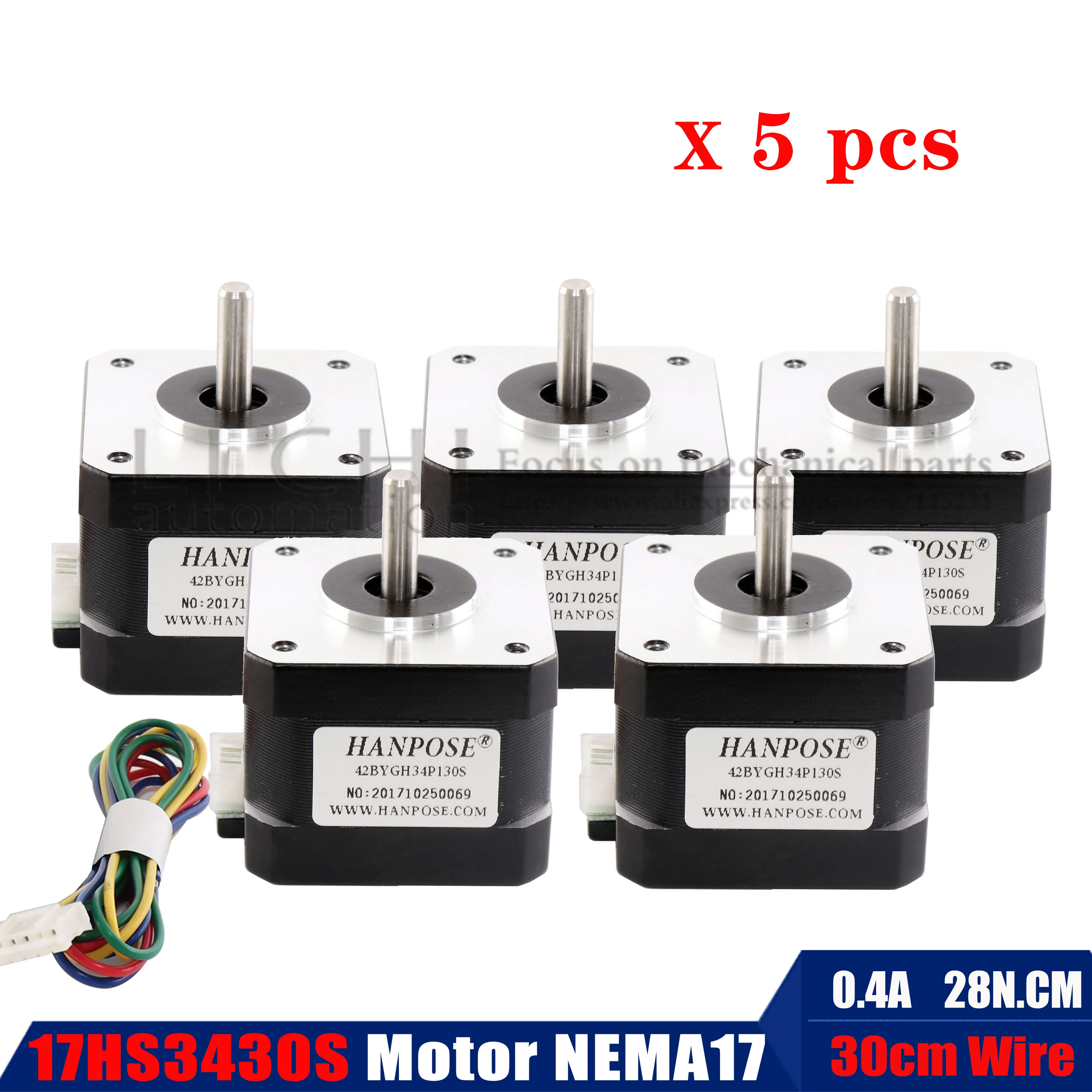 

Бесплатная доставка 5 шт. шаговый двигатель Nema17 17hs3430s 0.4A 28n. См 34 мм 42 двигатель BYGH для электронного автоматического оборудования шаговый дви...