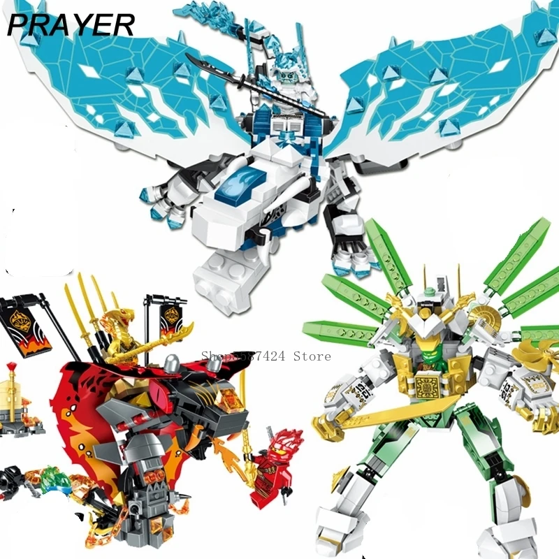 Кирпичи серии ниндзя Lloyd's Titan Mech Fire Fang Spinjitzu compatiblelelepiningly ninjagoo строительные блоки