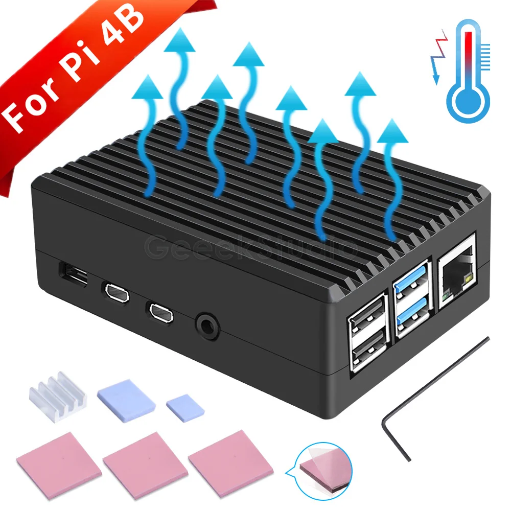 Черный/темно серый металлический чехол Корпус Корпуса с радиаторами термолента