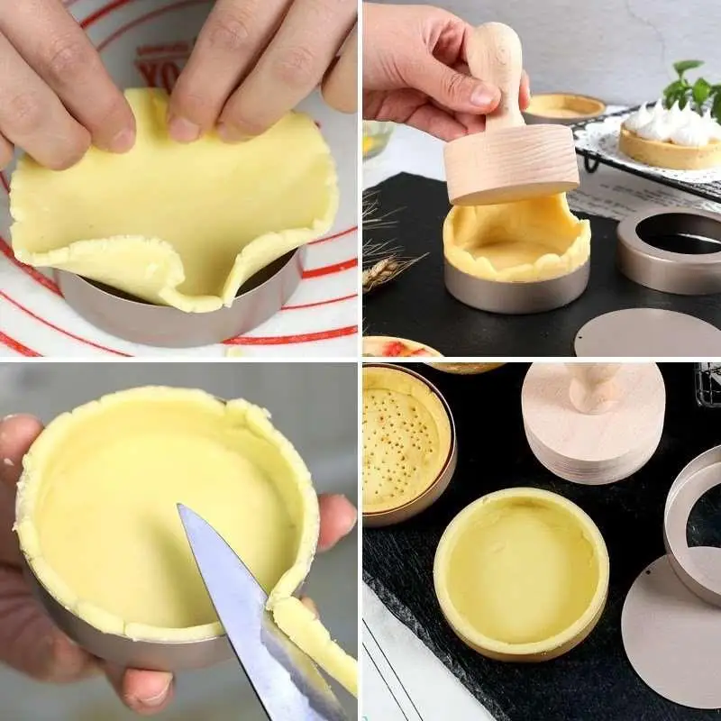 

80mm Cake Mold Loose Bottom Mini Round Shaped Mousse Cake Mold Stainless Steel Fruit Tart Mold Kitchen Baking Tools 3/5/8pcs