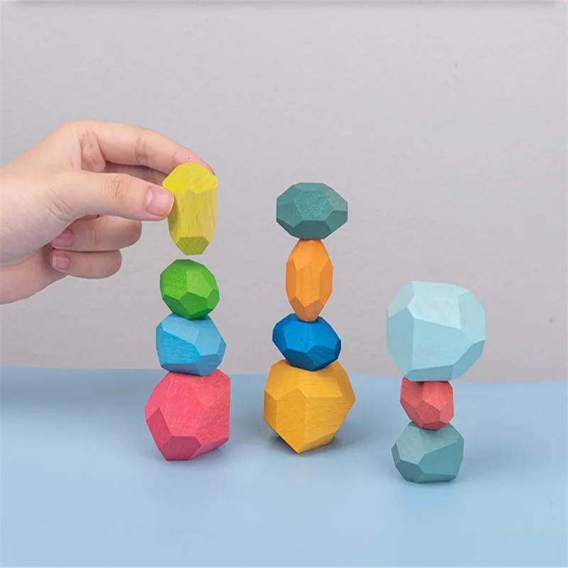 

Baby Rainbow Building Blocks WoodenToy Creative Educational Toys Nordic Style Stacking Game Rainbow Stone Wooden Toy Kids Gift