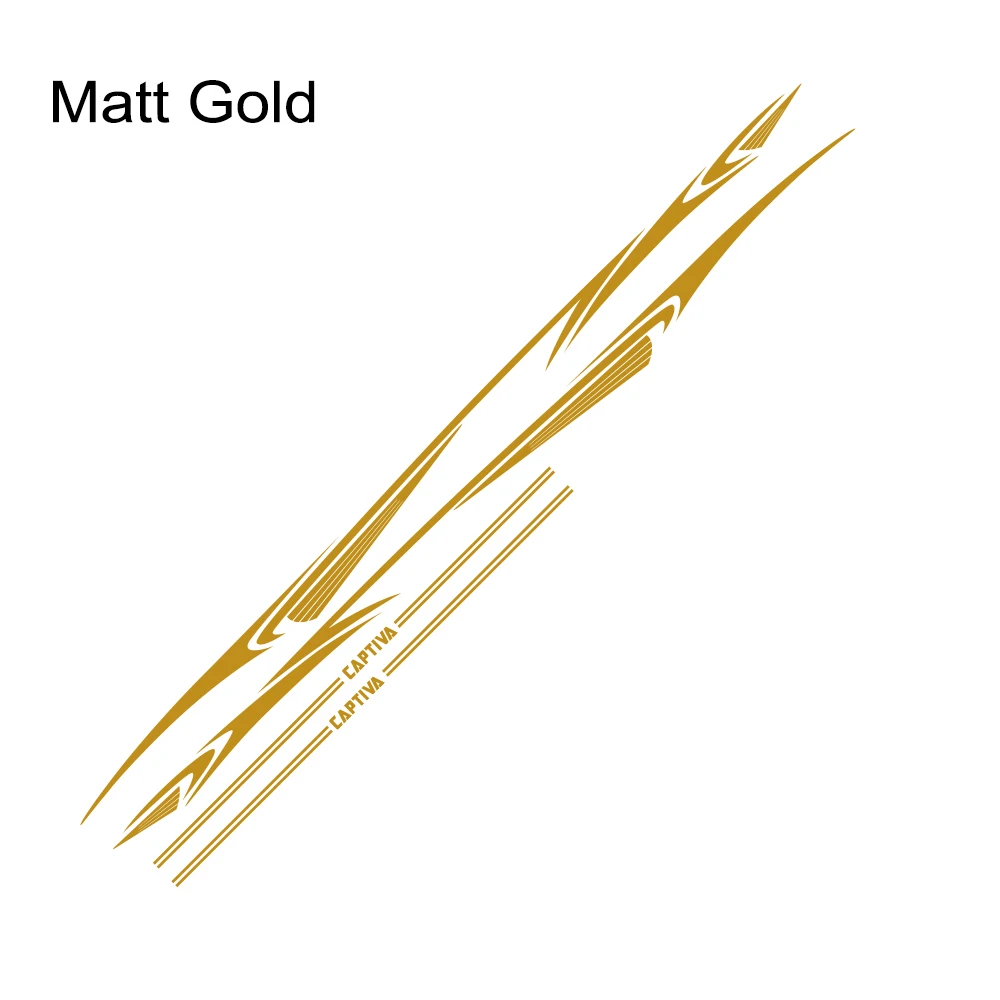 Matt Gold 2 шт. для Chevrolet Captiva Автомобильная длинная Боковая дверь стикер DIY виниловая пленка авто Спорт Стайлинг наклейки автомобильные принадлежности для тюнинга - Название цвета: Matt Gold