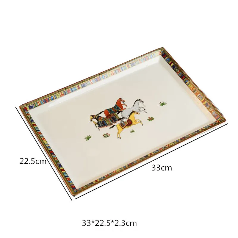 Керамический поднос для чайного набора тарелка фруктов чайный столик гостиной