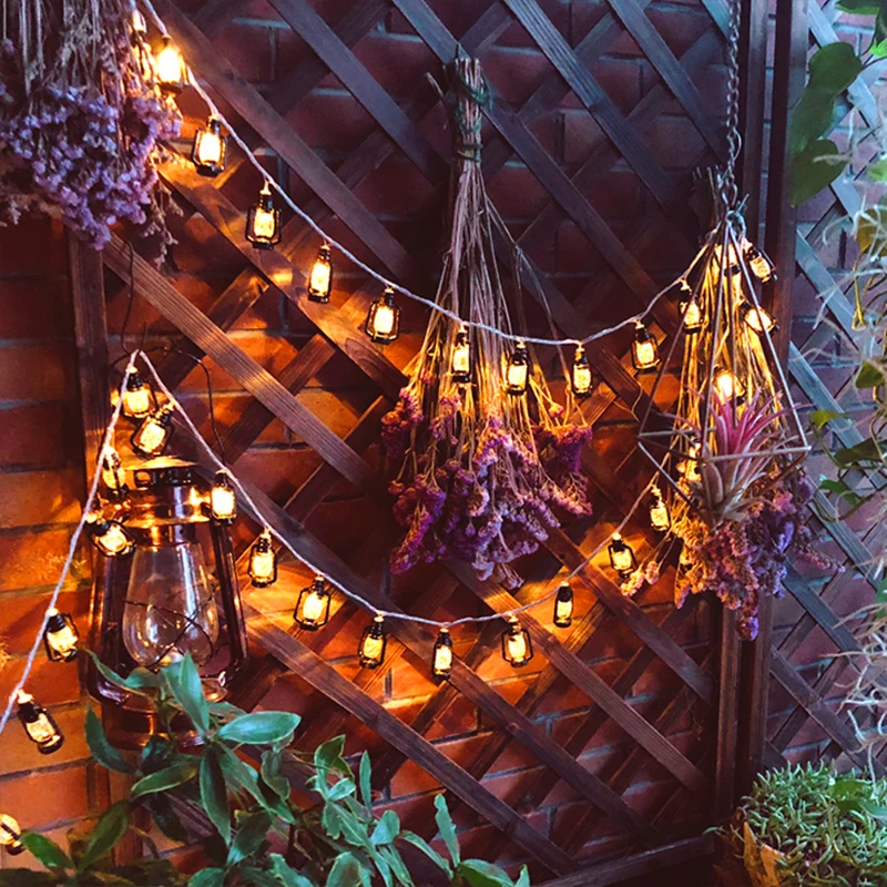 

LED String Kerosene Lamp Fairy Lights 6M 40LED Bedroom Decoration USB Battery Powered Holiday Lighting Warm Light For Home