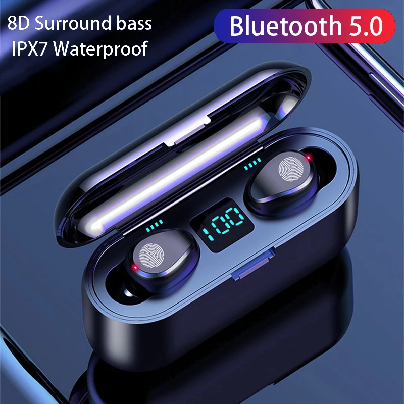Новинка 5 0 беспроводные наушники TWS bluetooth стереонаушники 9D с зарядным боксом 2500