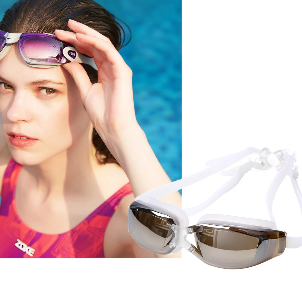

Women Famale Swimming Goggles Waterproof Professional Big Swim Glasses Anti Fog Electroplate UV Protection Swimming Eyewear