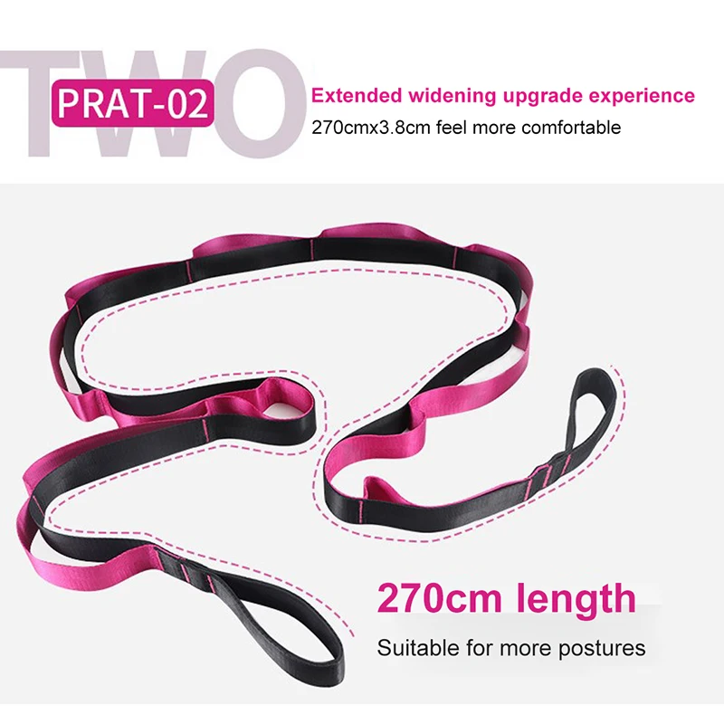 

New Lengthened 12-segment Nylon Yoga Belt Yoga Stretching Belt Yoga Tension Belt Body Sculpting Splitting Auxiliary Rope Upgrade