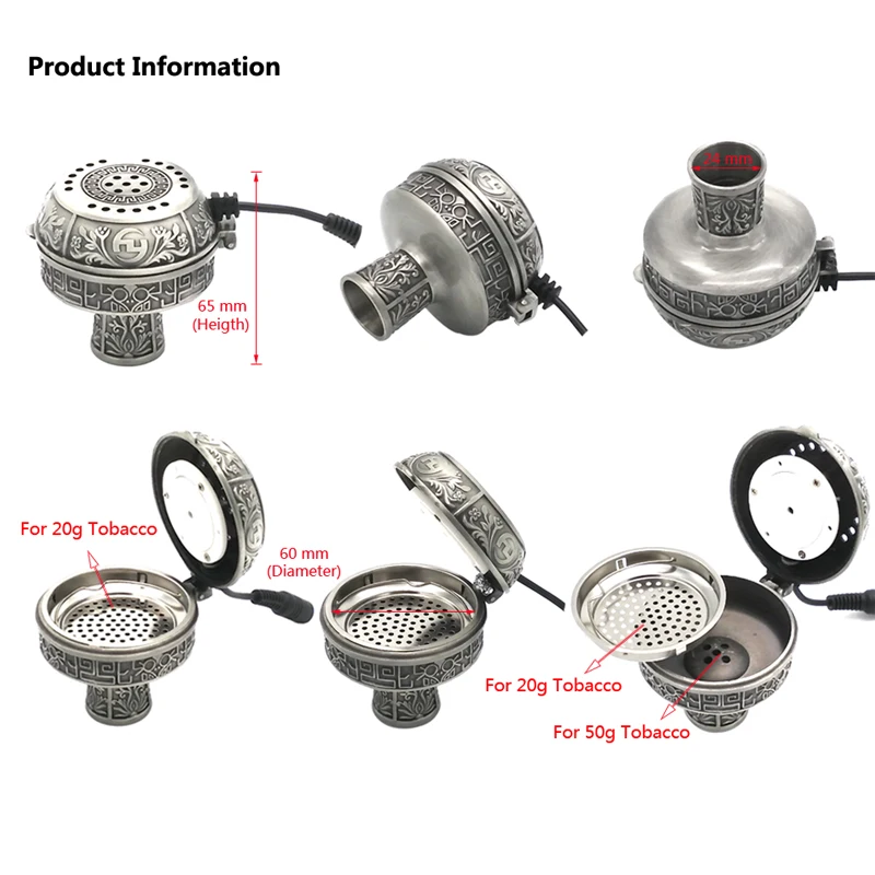 Электронный кальян большого размера многофункциональный металлический