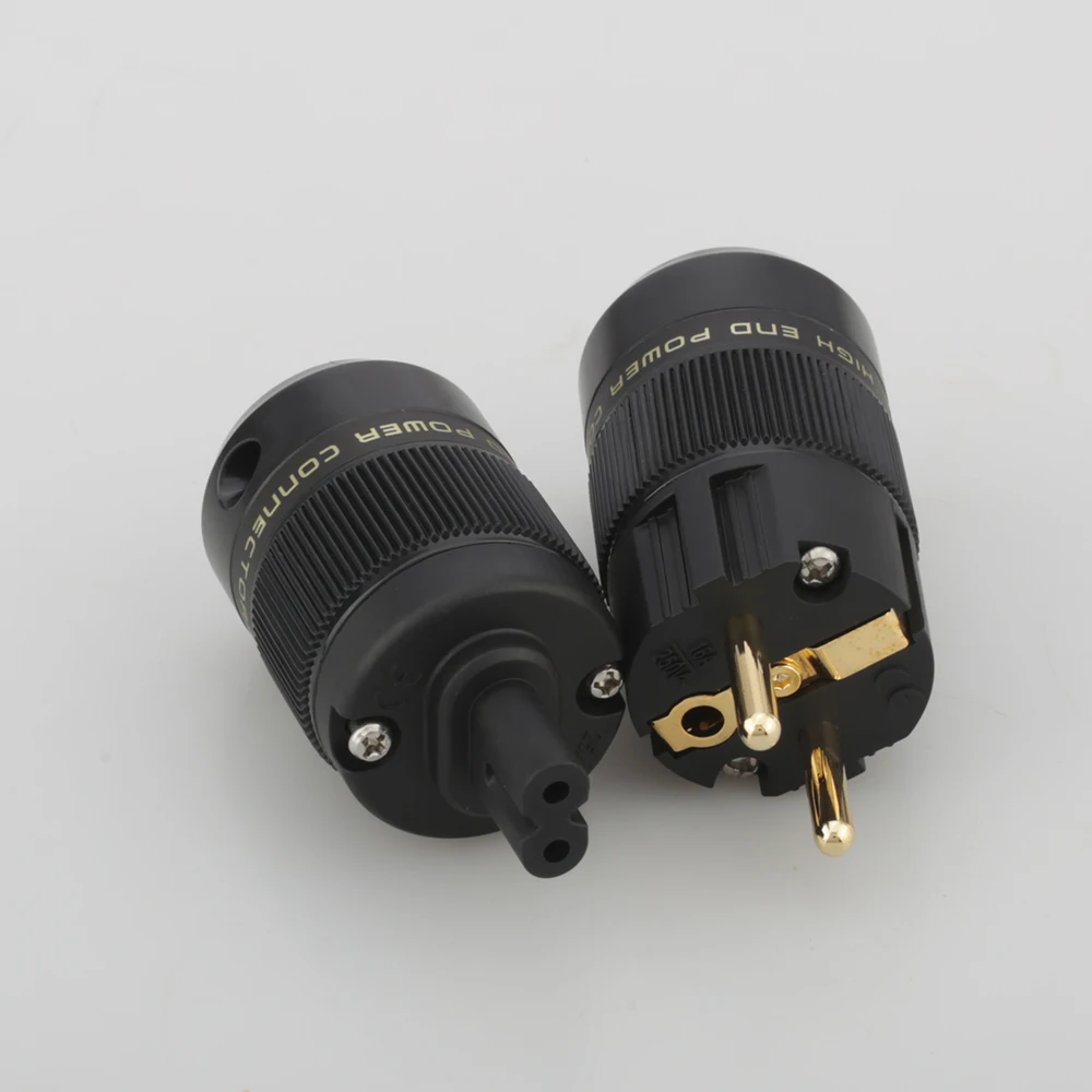 Пара аудиосигнала позолоченный рис. 8 C7 & Schuko Разъем питания hifi аудио динамик