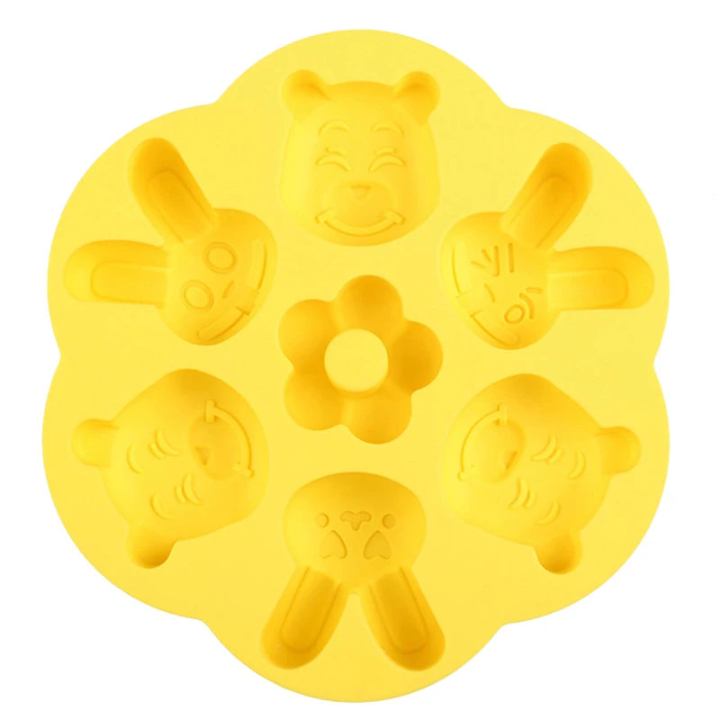 

Cartoon Silicone Chocolate Mold Fondant 7-Cavities Mold 3D DIY Cake Molds Non-stick Cupcake Jelly Candy Decoration Baking Tool