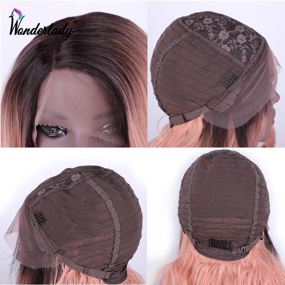 WonderLady розовые парики 18 дюймов средняя/боковая часть синтетические передние для