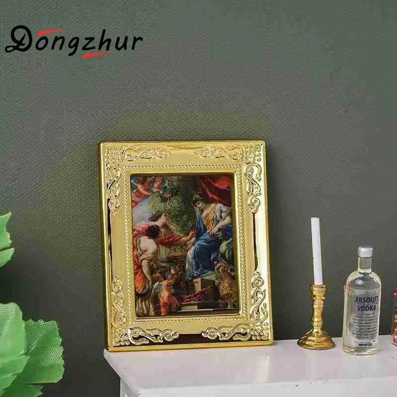 Модель кукольного домика в масштабе 1:12 квадратная Золотая фоторамка модель