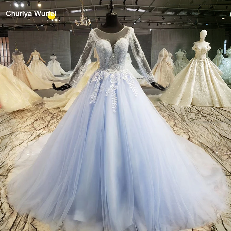 HTL1110 Дешевое вечернее платье с длинным рукавом круглым вырезом иллюзионные