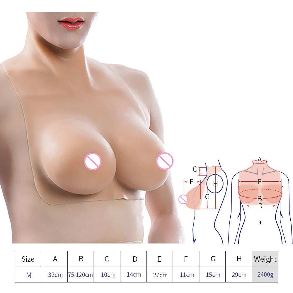 F G Cup Full Silicone Breast Forms CD Fake Boobs One-piece Shemale Transgender Queen Crossdresser Sexy Full Cup Mastectomy Bra