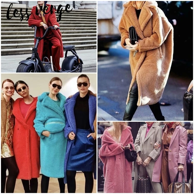 Lessverge осень зима белый искусственный мех плюшевое пальто женское коричневое