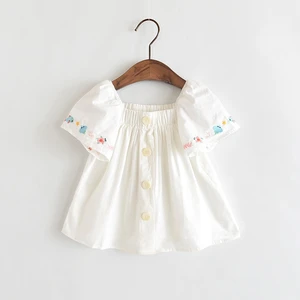 Детское летнее платье с цветочной вышивкой, с коротким рукавом, для девочек, 2021