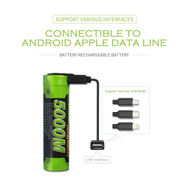 Аккумулятор 18650 3500 мАч зарядное устройство USB для фонарика электронного