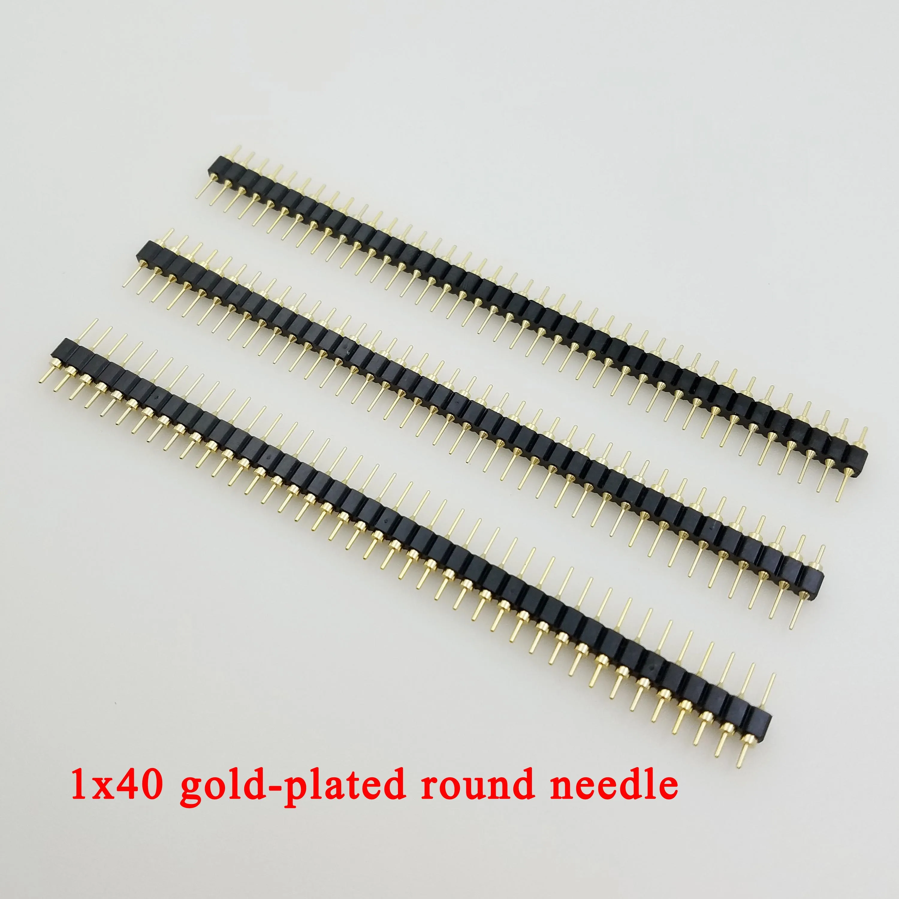 

5pcs 40 Pin Connector Header Round Needle 1x40 Golden Pin Single Row Male 2.54mm Breakable Pin Connector Strip 1*40
