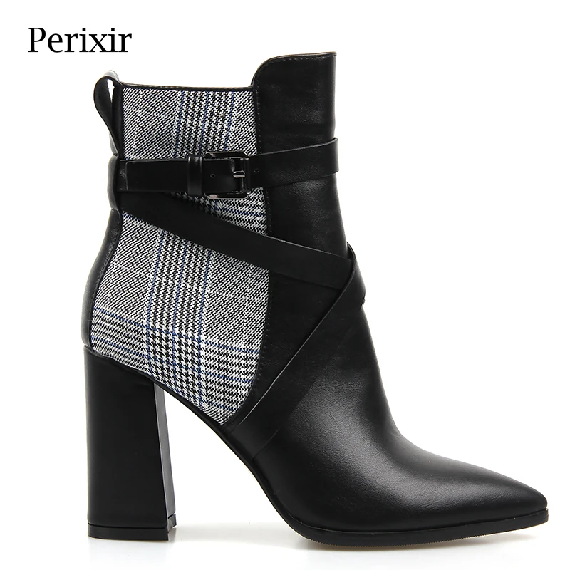 Женские ботильоны с острым носком Perixir хлопковые тканевые короткие ботинки на