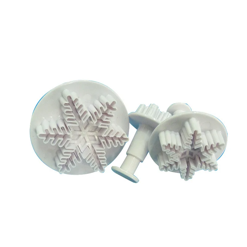 

3Pcs Snowflake Cake Decorating Fondant Plunger Cutters Mold Mould Cookies Tools Kitchen Tools Cake Decorating Fondant Tool