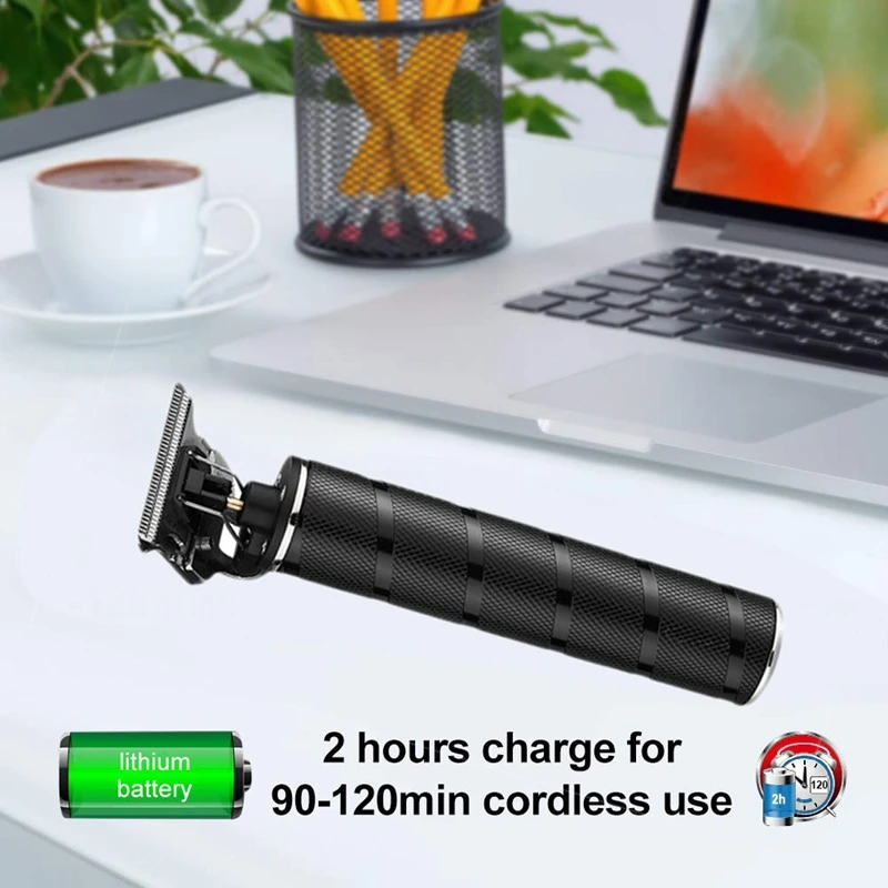 

Rechargeable Cordless Cutting T-Blade Trimmer Hair Clippers Electric Outliner Clippers Barber Grooming Silver