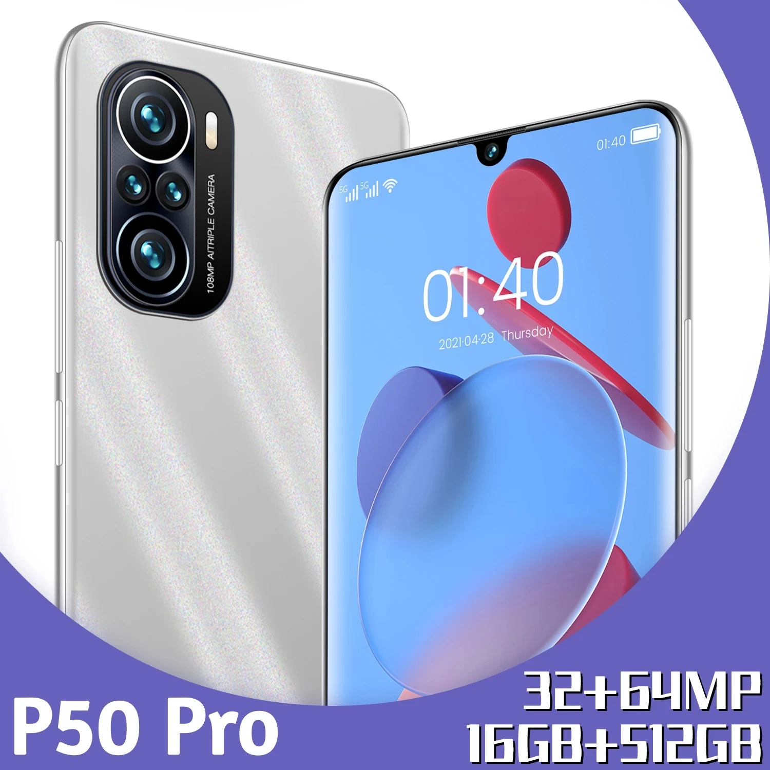 

Hauwei P50 Pro Smartphone 6.7inch 16GB+512GB 6000mAh Global Version 4G/5G Mobile phones Android Unlocked Celulares Cell phone