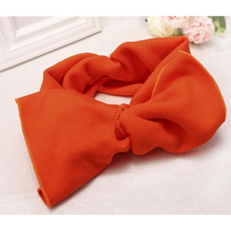 

Women Winter Cotton Stretch Hairband Solid Crochet Head Band Wide Bowknot Elastic Turban Headband Adults Headdress Hair Band