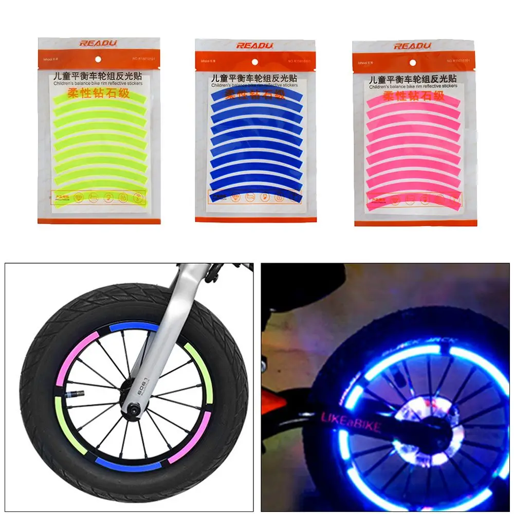 

Safety Strips Warning Effect Bright Children Balance Bicycle Wheel Decals Tire Applique Tape Bike Reflective Stickers