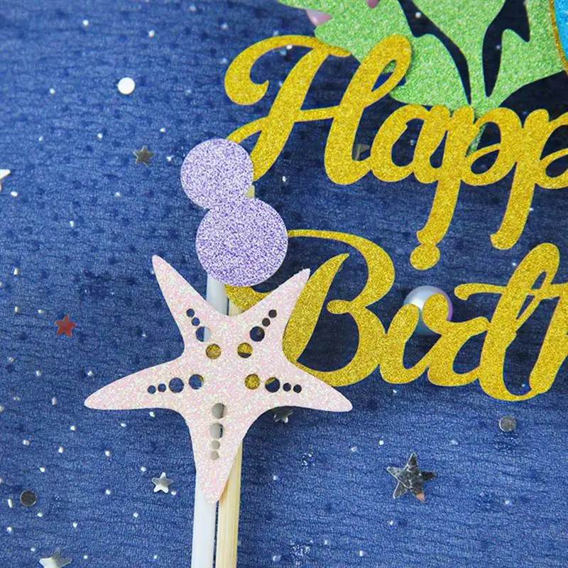 2 шт хвост русалки торт Топпер Сияющий корпус Морская звезда украшения кекс