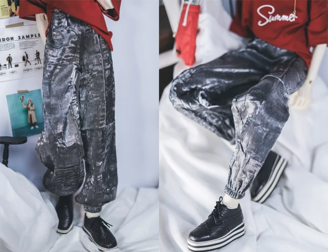 

G10-228 1/4 1/3 Uncle SSDF POPO68 SD 10 BJD MSD doll baby clothes Black and silver chameleon cut breeches pants 1pcs