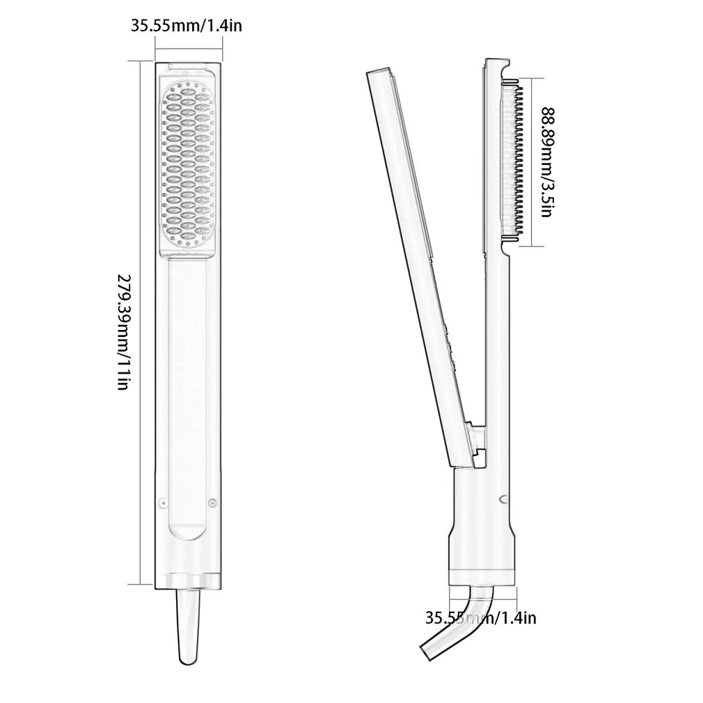 

2 In 1 Hair Straightener Flat Iron Electric Plug In Hot Comb Hair Straightener Brush With Adjustable Temperature