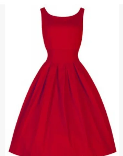 Женское платье без рукавов красное/черное с о-образной талией | Женская одежда