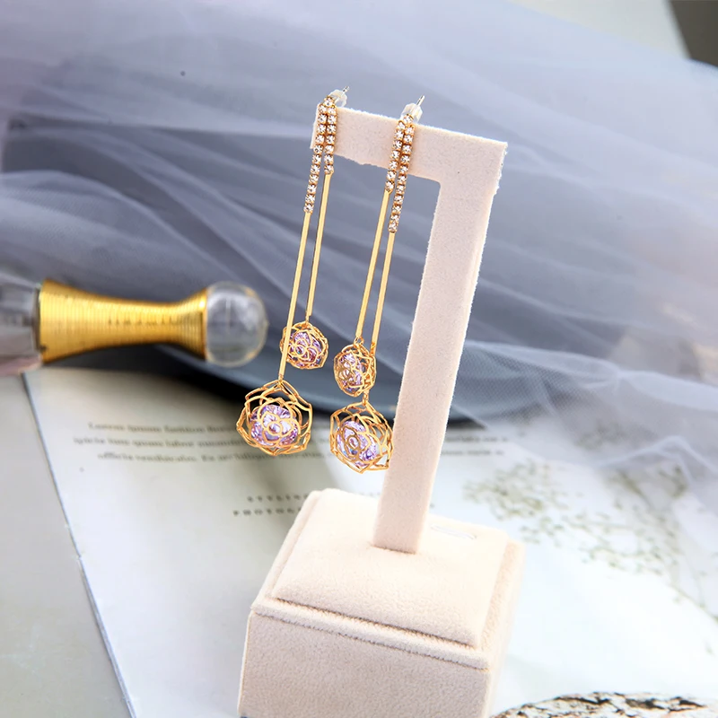 Женские Висячие серьги BALANBIU золотого цвета с кристаллами и цирконием модные