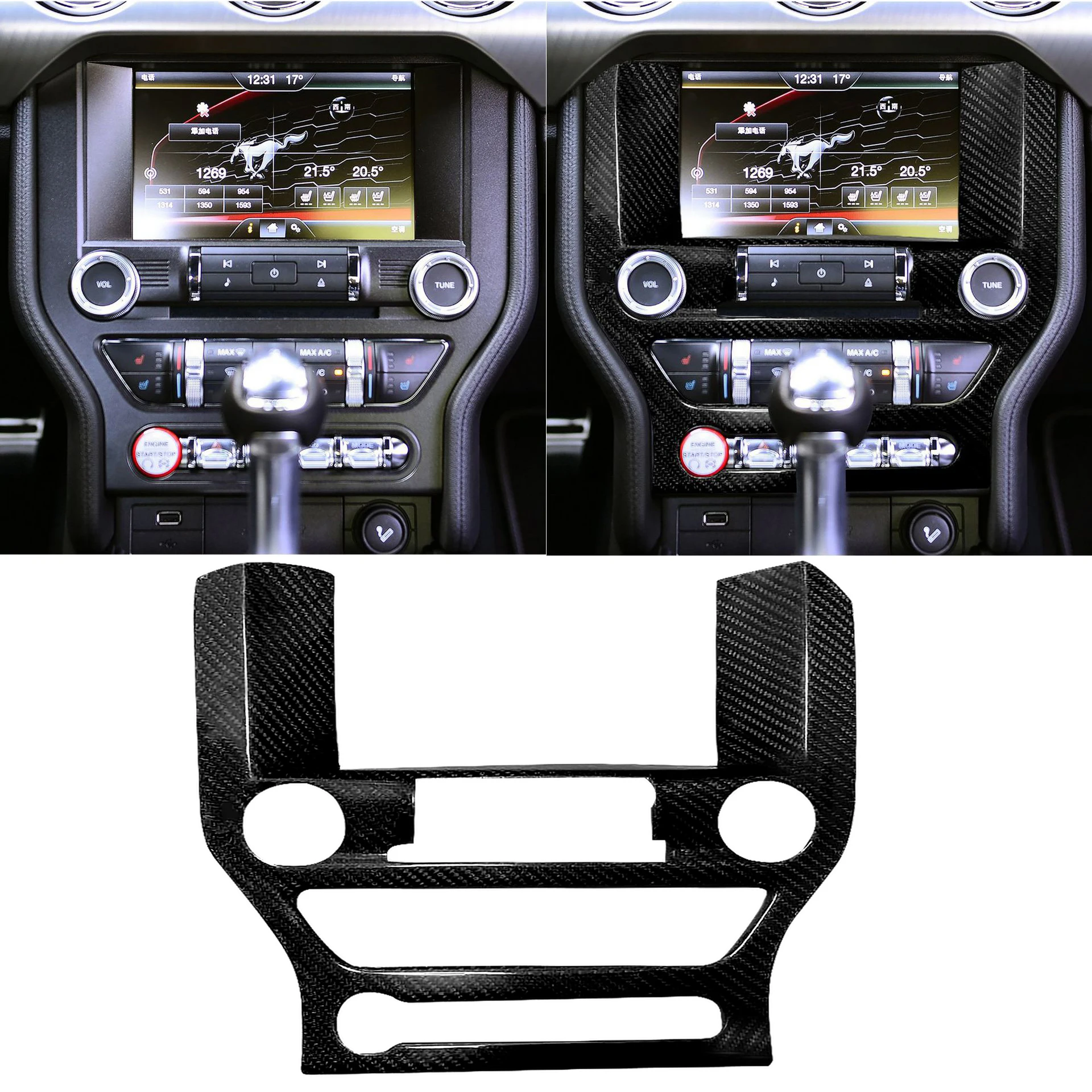 

Interior Mouldings For Ford Mustang 2015-2019 Real Carbon Fiber Car Center Control Panel AC CD Covers Stickers For Ford Mustang