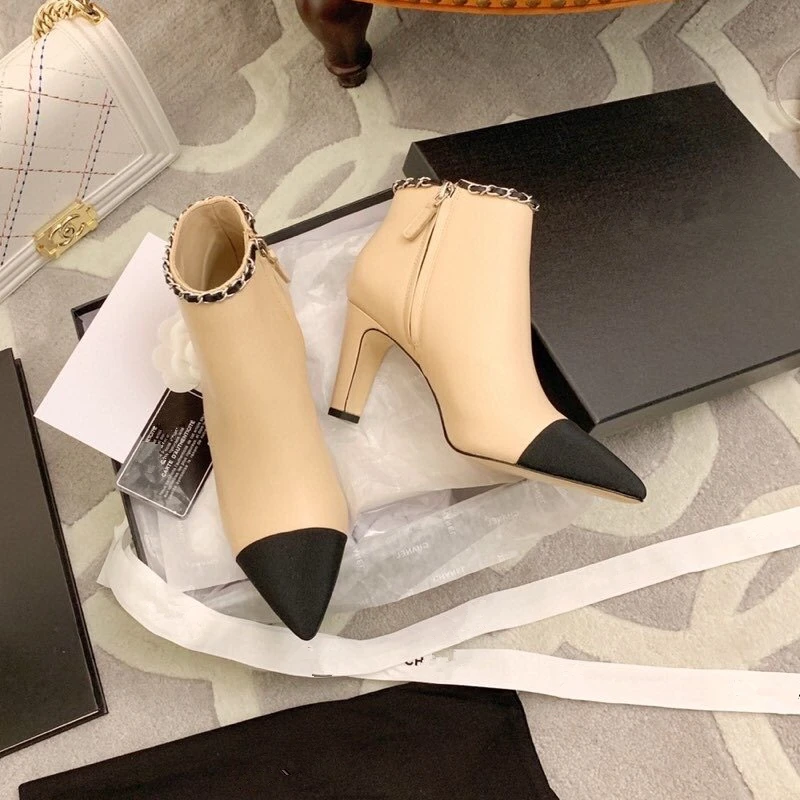 

omen Boots Fashion Style Ankle Booties Zipper Diamond Chain Walking Leisure for Spring Winter Boots Runway Pary Dress Shoes Girl