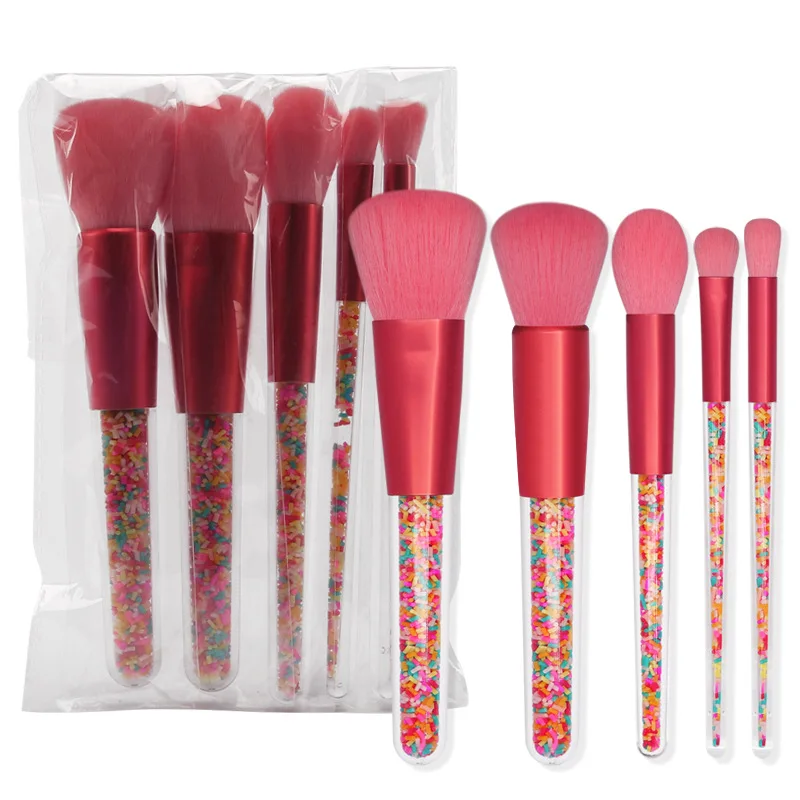 

2020 Newest 5pcs Lovely Lollipop Candy Crystal Makeup Brushes Set Colorful Foundation Blending Brush Makeup Tool maquillaje