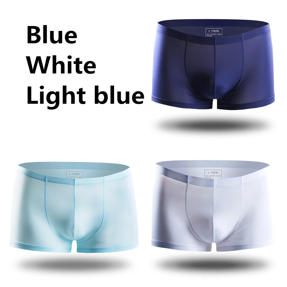 

3pcs/lot Summer Ice Silk Seamless Silkly Male Breathable Boxers Panties Men's Underwear Nylon Cuecas Soft Sexy Underpant