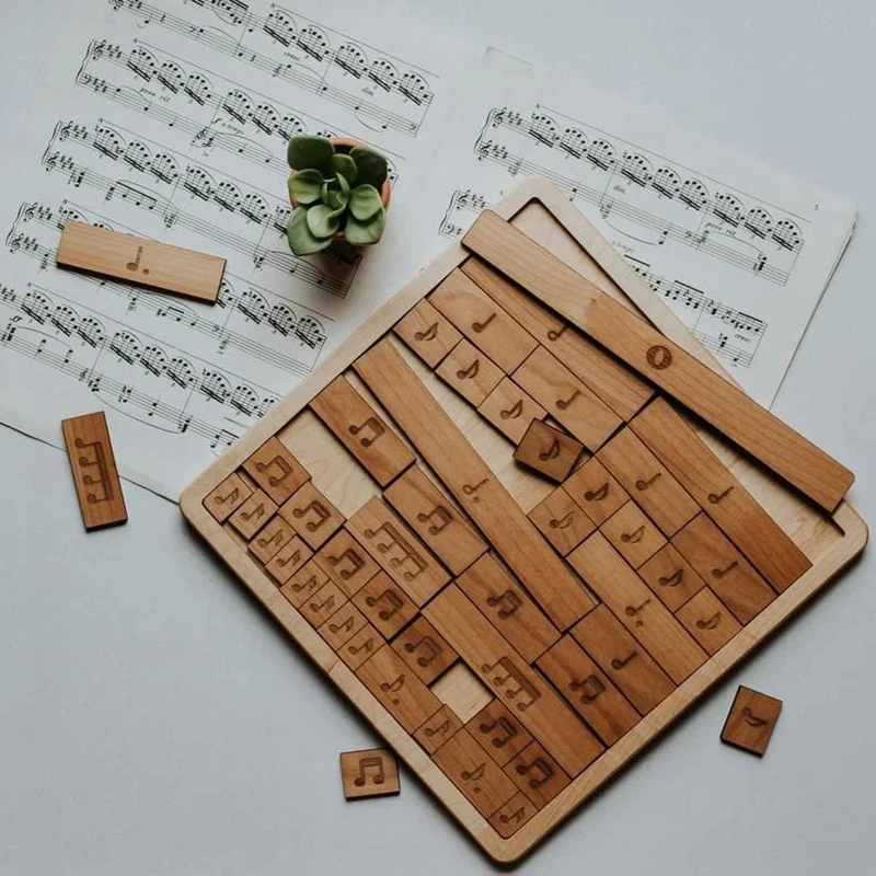 

Wooden Children'S Puzzle Toys Music Notes Baby Learning Wood Toys High Quality House Carving Arts Crafts Decoration Hot Sale