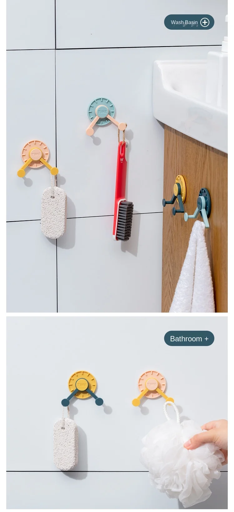 

4-Piece Hook Punch-Free Mask Hook No Traces on the Walls Clothes Hook Wall Hanging Kitchen Hook Rotating Strong Sticky Hook