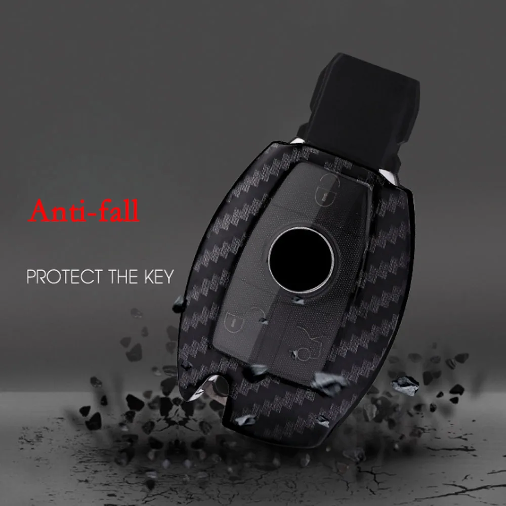 Fashion Print Carbon Fiber Car key cover fobs shell case for Mercedes Benz W203 W204 W212 CLK C180 E200 AMG C E S Class CLS CLA |