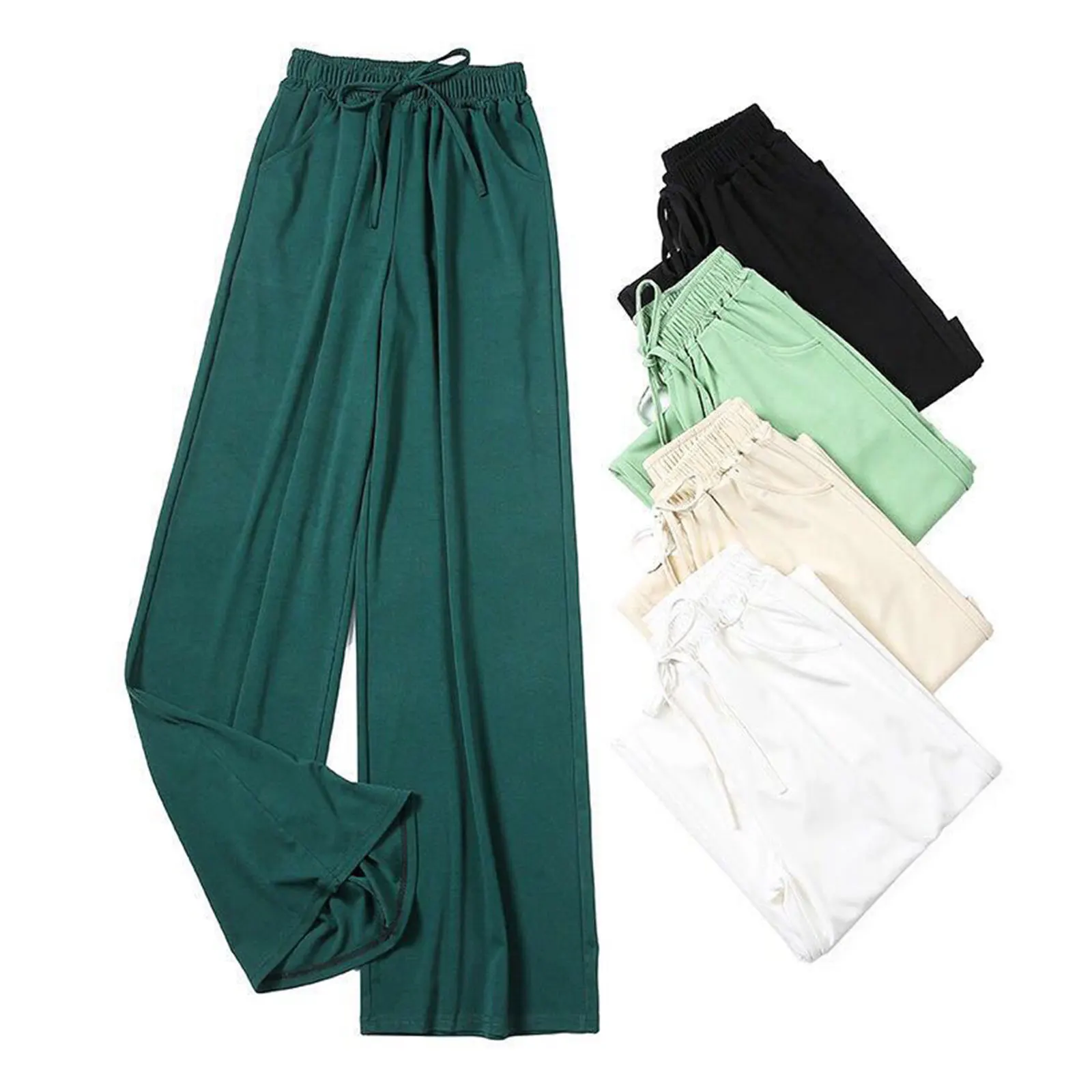 

Long Trousers Wide-leg Pants Women Loose Straight-leg Pants 2020 Super Fire Solid Color Casual Slim Pants