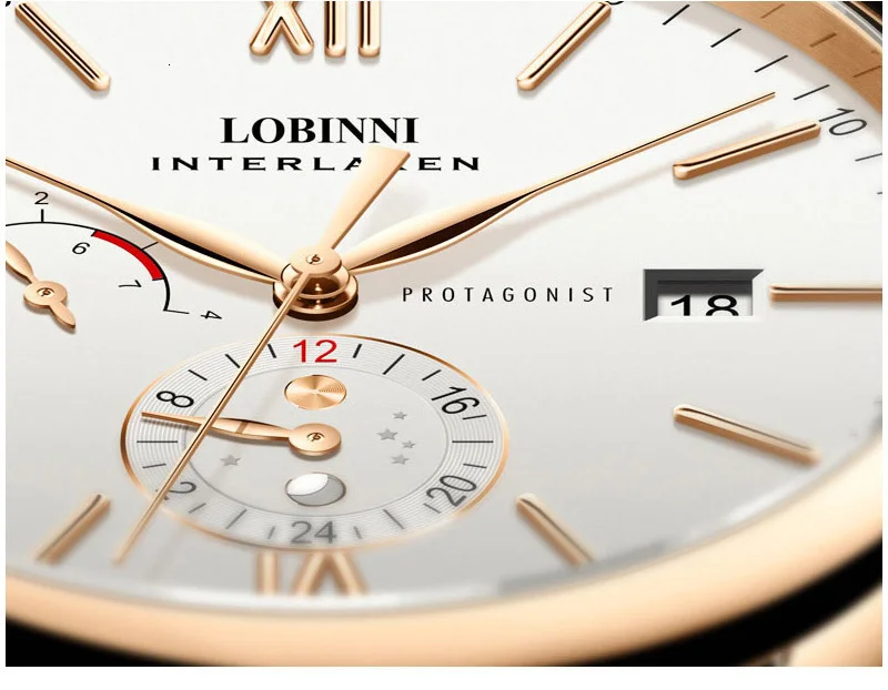 LOBINNI, роскошные брендовые часы, мужские автоматические механические часы, мужские часы из нержавеющей стали, сапфировые, 50 м, водонепроницаемые мужские часы