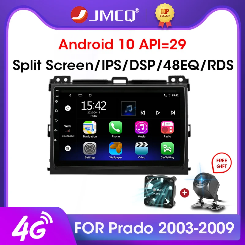 Автомагнитола JMCQ 2 din Android 10 мультимедийный видеоплеер для Toyota LAND CRUISER Prado 120 2003-2009