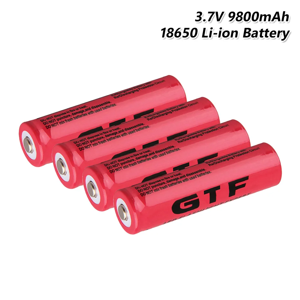 4 шт. остроконечный Топ GTF 18650 аккумуляторные батареи 3 7 V 9800mAh литиевая батарея для