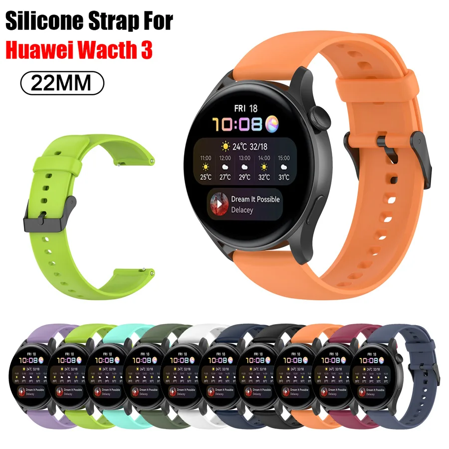 

Silicone 22MM Wristbands For Samsung Galaxy Watch 46mm Gear S3 Classic/Frontier Bracelet For HUAWEI WATCH 3 GT2 Pro GT2e Strap