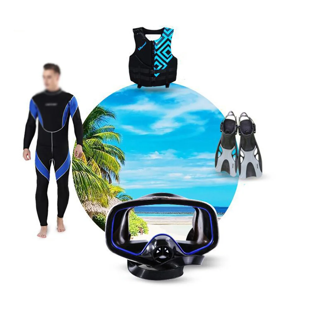 

Underwater Diving Scuba Snorkeling Swimming Goggles Mask Adults Half Face One-piece Lens Tempered Glass Mirror Leak-proof