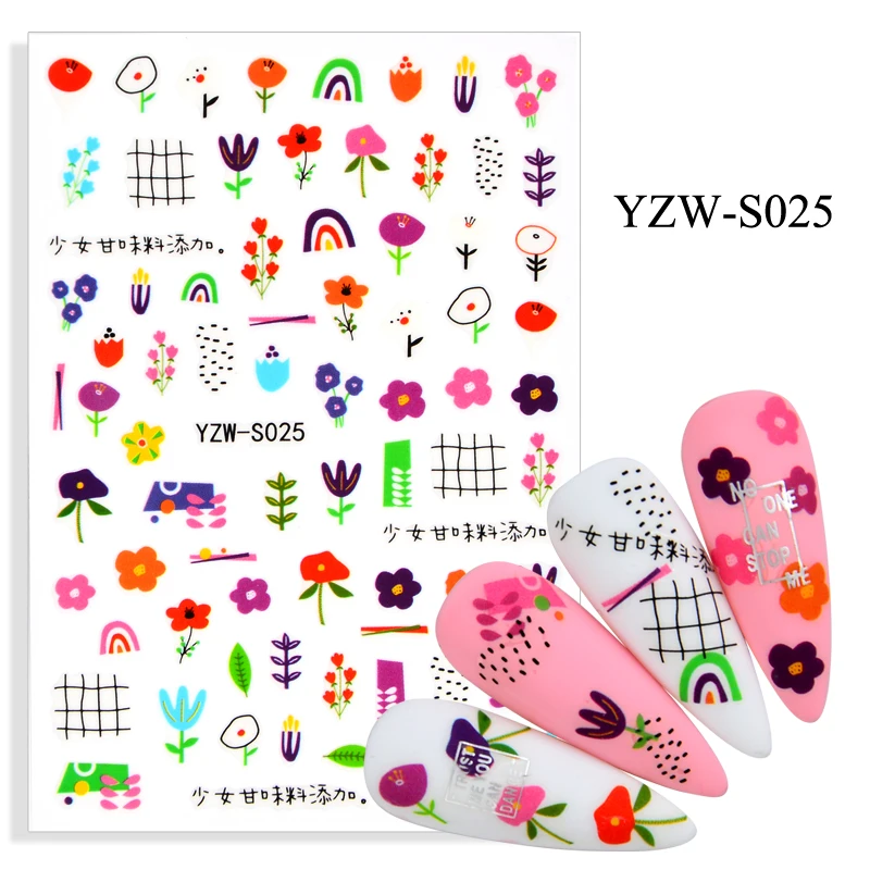 

Self-adhesive 3D Stickers for Nails Animation Flowers Nail Art Decorations Small Size Fashion Stickers Women Girl Nail Foil