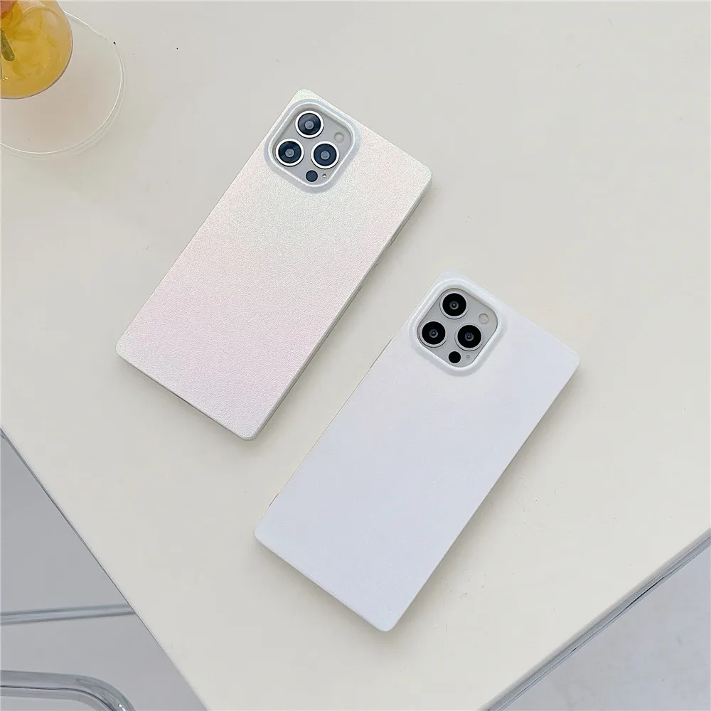 

Square Laser Purple Phone Case For iPhone 13 12 11 PRO MAX XS X XR 7 8 PLUS Silicone Soft Frame Shockproof Protective Cover
